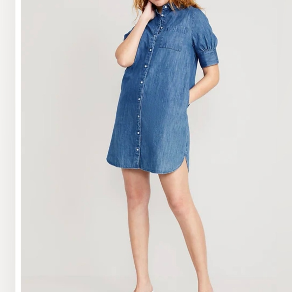 Old Navy Blue Denim Shirt Dress